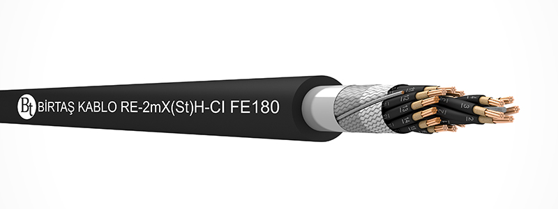 RE-m2X(St)H-CI FE180   90°C / 500 V Cu/MT/XLPE/OSCR/LSZH/MC